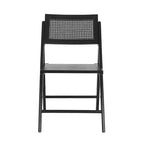Set di 2 sedie pieghevoli in canna rattan con telaio e seduta in legno massello e schienale in rattan intrecciato traspirante