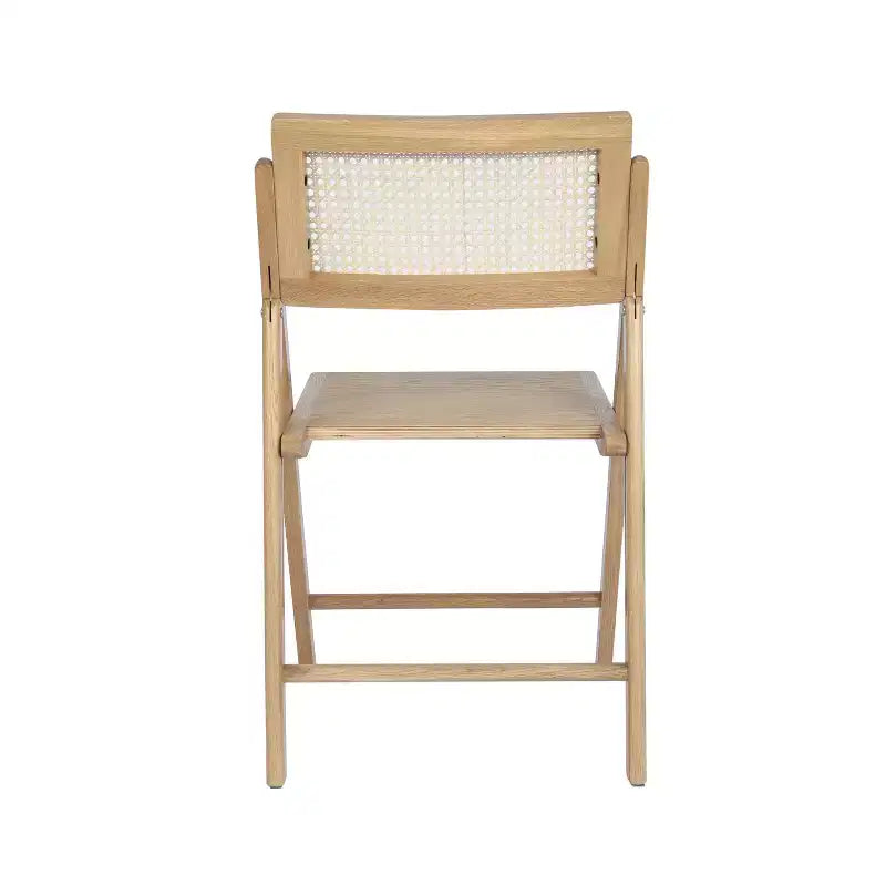 Set di 2 sedie pieghevoli in canna rattan con telaio e seduta in legno massello e schienale in rattan intrecciato traspirante