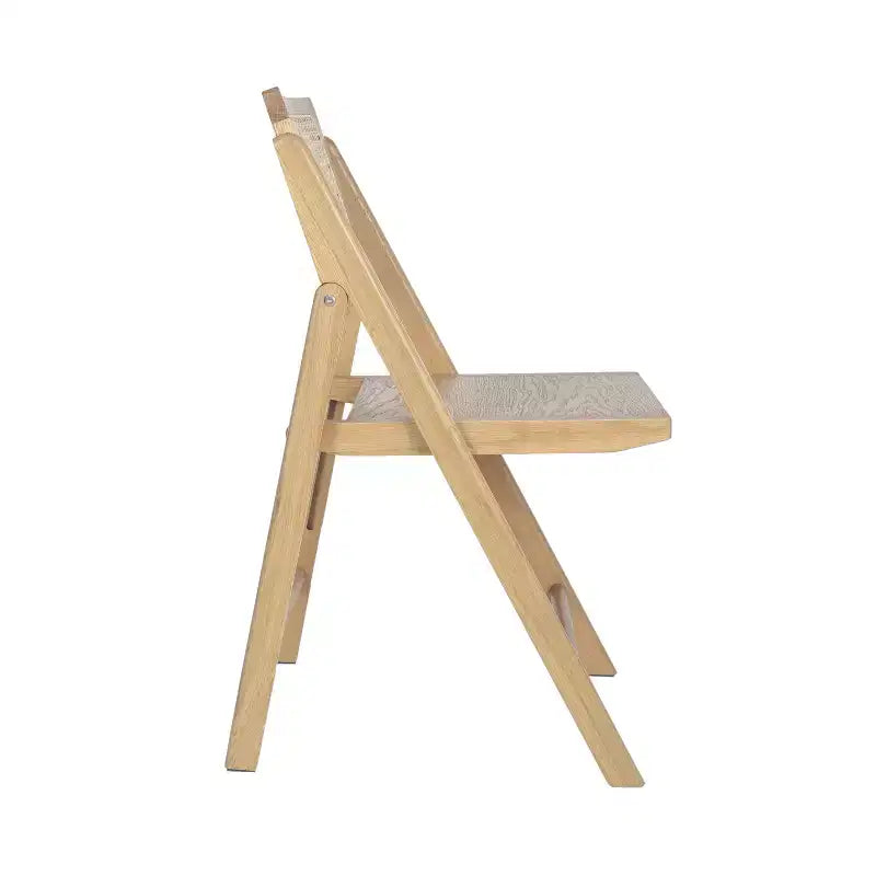 Set di 2 sedie pieghevoli in canna rattan con telaio e seduta in legno massello e schienale in rattan intrecciato traspirante
