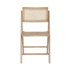 Set di 2 sedie pieghevoli in canna rattan con telaio e seduta in legno massello e schienale in rattan intrecciato traspirante