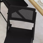 Set di 2 sedie pieghevoli in canna rattan con telaio e seduta in legno massello e schienale in rattan intrecciato traspirante