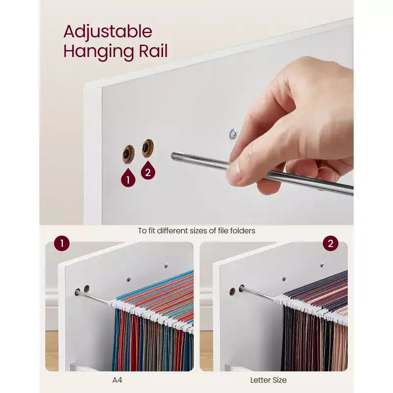 VASAGLE File Cabinet with Lock, Filing Cabinet with 2 Storage Drawers, for Hanging File Folders, Open Shelf