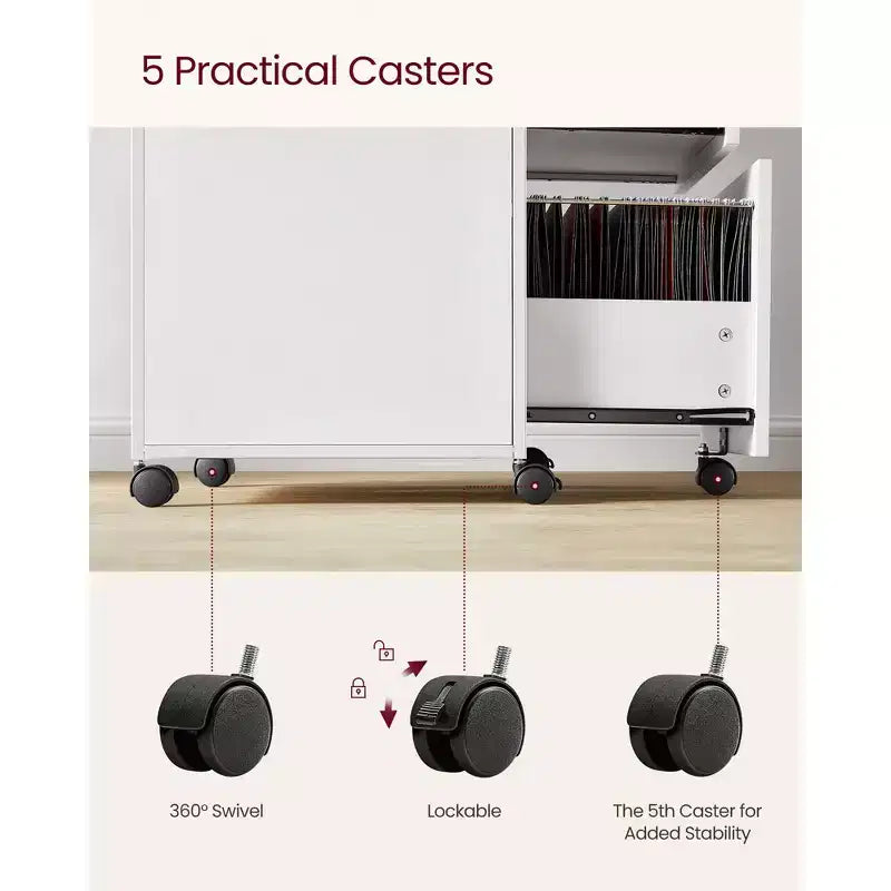 VASAGLE File Cabinet with Lock, Filing Cabinet with 2 Storage Drawers, for Hanging File Folders, Open Shelf