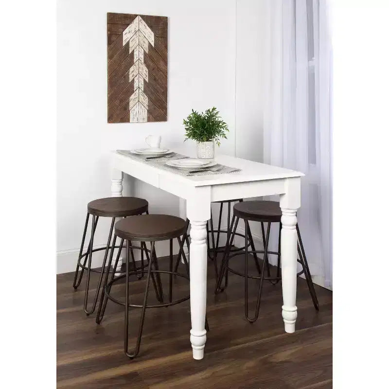 Sgabelli da bar Tully in legno e metallo, confezione da 4, 61 cm, grigio e marrone rustico
