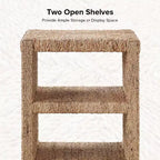 Heinrich 24 Tavolino laterale in corda d'erba stile costiero con due ripiani aperti|ART OF LIVING DESIGNS-NATURAL
