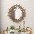 Specchio da parete rotondo 3D in metallo 28x28 a farfalla - Olivia & May