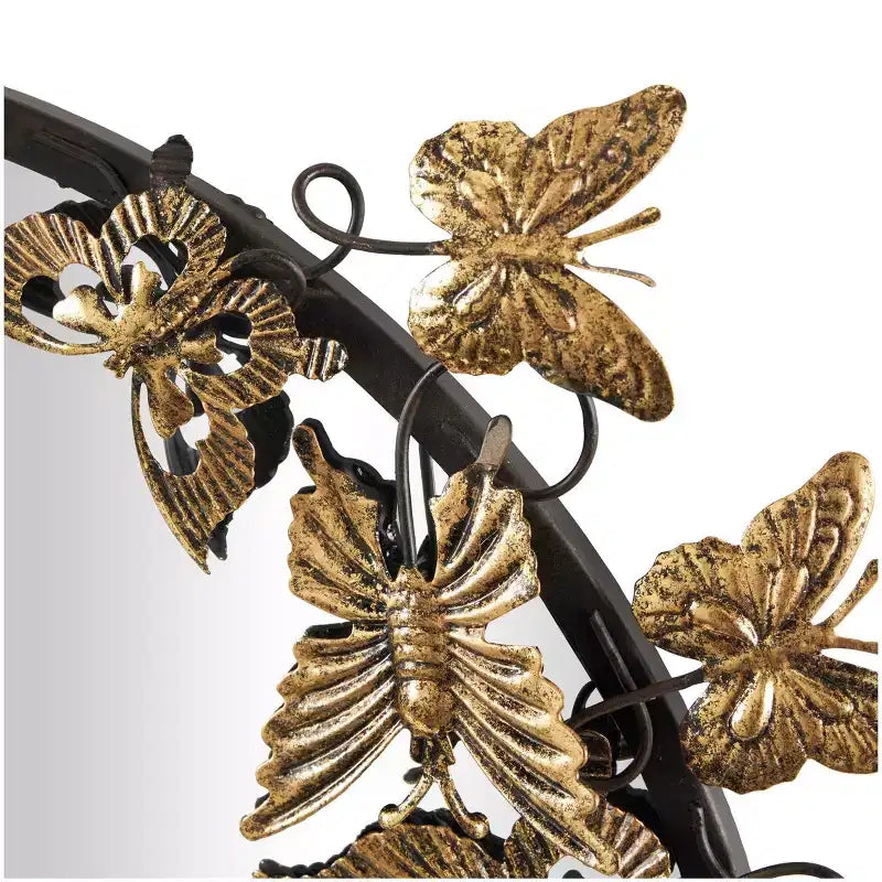 28x28 Metal Butterfly Round 3D Wall Mirror - Olivia & May