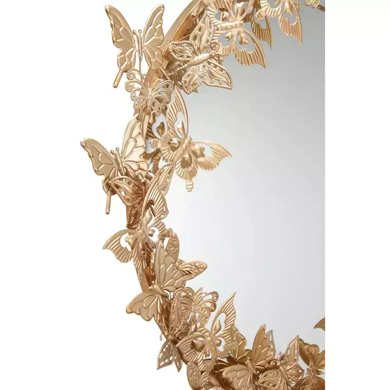 28x28 Metal Butterfly Round 3D Wall Mirror - Olivia & May