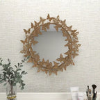 Specchio da parete rotondo 3D in metallo 28x28 a farfalla - Olivia & May