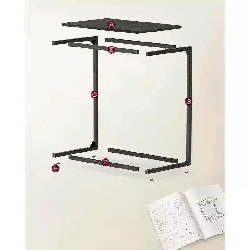 VASAGLE C Shape End Table, Small Coffee Table for Couch Or Sofa